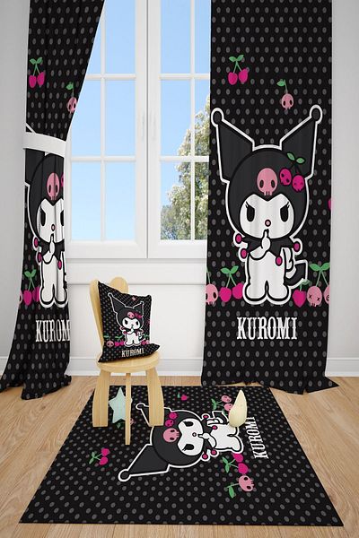 dekomingo KUROMİ BLACK CHILD AND BABY ROOM 2 WING FUND CURTAIN