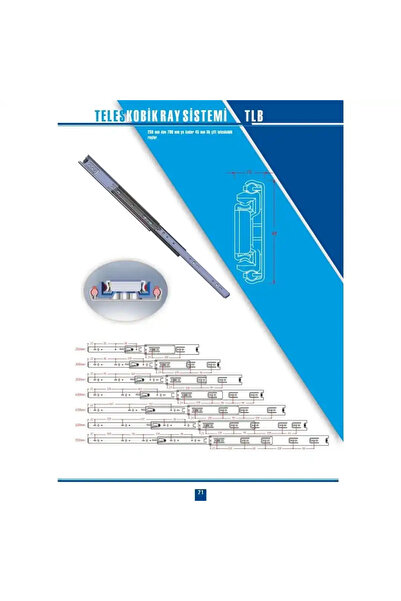 YENİLER En 45 mm Teleskopik Bilyalı Çekmece Rayı 40 cm (1 Takım)