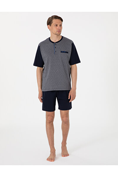 Pierre Cardin Lacivert Kısakol 3'lü Jakarlı Pijama Takımı 50314443-200