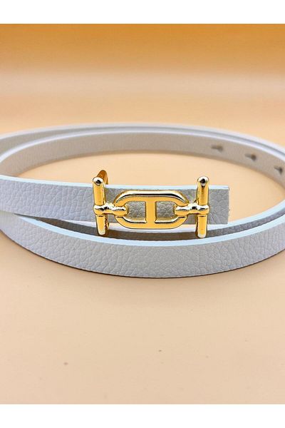 Desre Moda Thin Gold Buckle Women's Belt Trouser Belt Dress Belt Shirt Belt Pull Belt