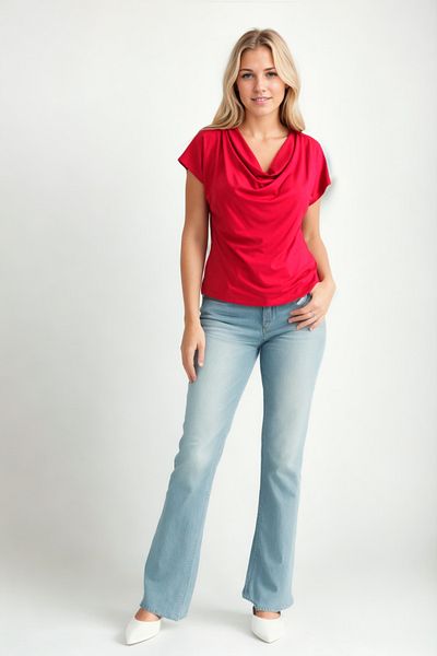 Vitrin Flounced Collar Draped Blouse