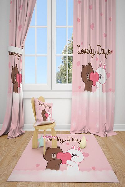 dekomingo 2 Winged Heart Bubu and Dudu Baby and Children's Room Background Curtain