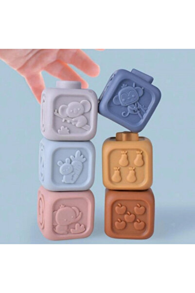 Empria Jucarii cuburi de construit 3D din silicon pentru bebelusi, 13 cuburi si discuri conectabile,