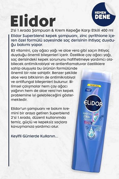 Elidor Superblend Shampoo and Care Cream - Effective Against Dandruff, 400 ml, 2 PCS