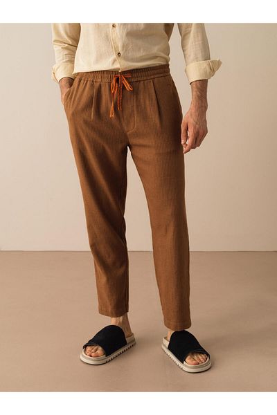 Xint Men's Mink Regular Fit Linen Trousers