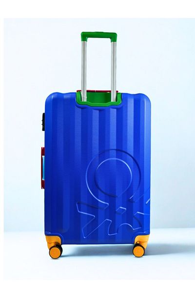 United Colors of Benetton BNTA-203X 28 Inch- Checked Hard Trolley Luggage with TSA Lock- Blue