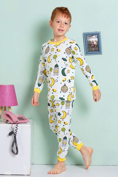 ROSAMİNA Boy's 100% Cotton Ramadan Pattern Pajama Set