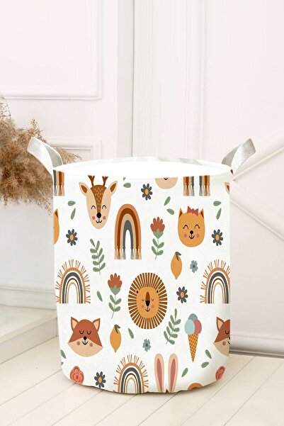 dekomingo سلة ألعاب غرفة الأطفال والرضع الجديدة بألوان قوس قزح والحيوانات