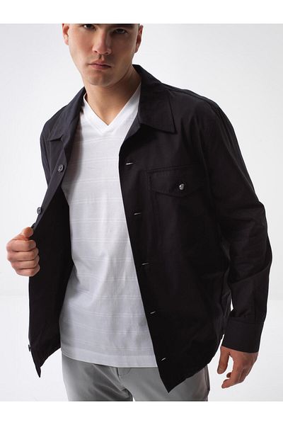 Xint Men's Black Regular Fit Cotton Jacket