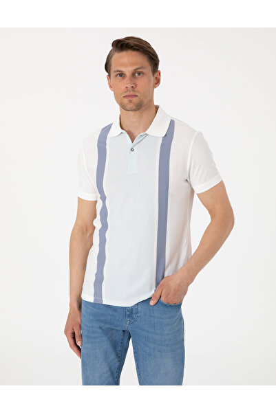 Pierre Cardin Ecru Slim Fit 100% Cotton Buttoned Polo Collar T-Shirt 50302598...