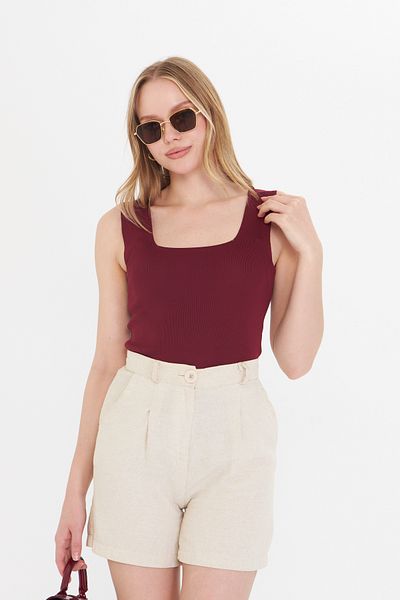 THIFF GYMWEAR Women's Sleeveless Thick Strap Slim Summer Square Neck Knitwear Undershirt