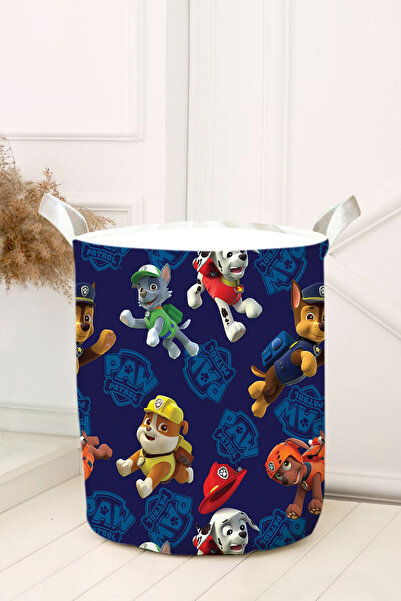 dekomingo MAVİ ZEMİN PAW PETROL BEBEK VE ÇOCUK ODASI OYUNCAK SEPETİ
