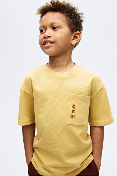 H&M İşleme Detaylı ve Pamuklu Tişört