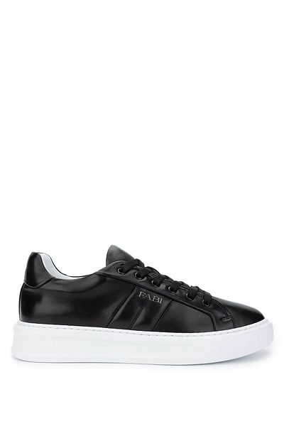 FABI Men's Genuine Leather Black Sneakers & Sports Shoes