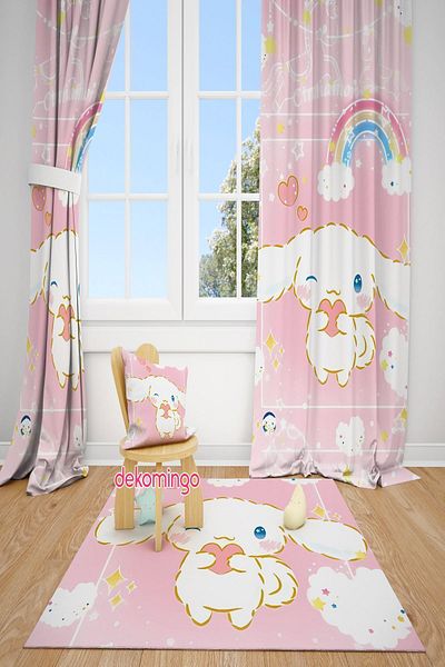 dekomingo Pink Cinnamarol Baby and Children's Room Fon Curtain 2 Wings