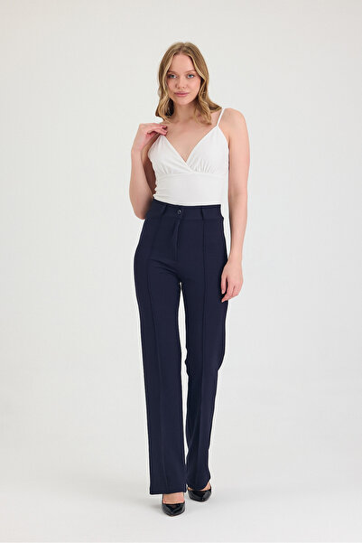 Livik Pantaloni Palazzo largi, largi, super înalți, pentru femei, albastru bl...