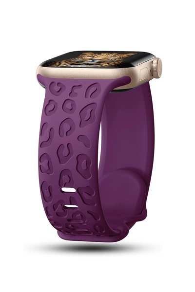 UnDePlus Apple Watch 10/11 42mm-38/40/41mm Kordon Leopar Desen Yumuşak Silikon Kordon 2/3/4/5/6/se/7/8/9