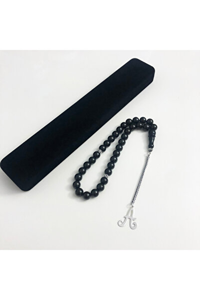 ARE SILVER A Harfli Behzat Ç. Tesbihi 925 Ayar Gümüş Püsküllü Oltu Taşı Tesbih