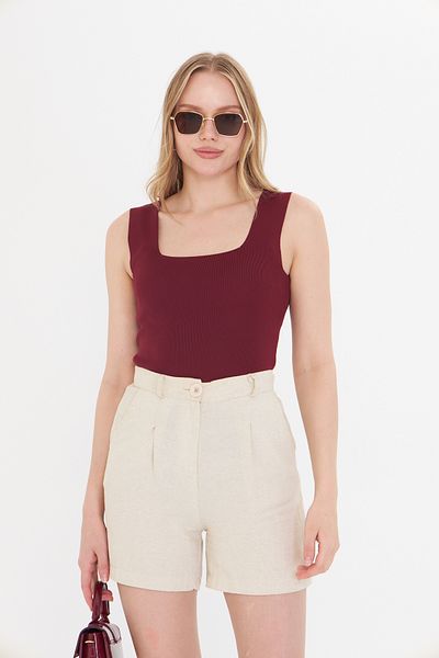 THIFF GYMWEAR Women's Sleeveless Thick Strap Slim Summer Square Neck Knitwear Undershirt