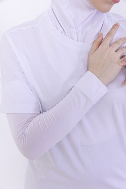 Loggia Λύκρα χτενισμένο βαμβακερό μανίκι λευκό - Πρακτικό γυναικείο μανίκι προσευχής 1 ζευγάρι βισκόζης χιτζάμπ