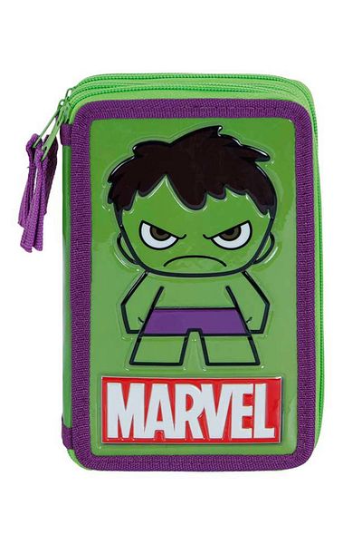Marvel Penar Hulk Angry, Echipat, 3 compartimente, 43 piese, 21 x 14 x 7 cm