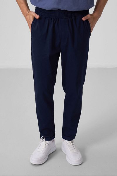 TOMMY LIFE Ανδρικό παντελόνι Chino με υφαντό ελαφρύ ελαστικό μπλε Navy Standard Fit - 82175