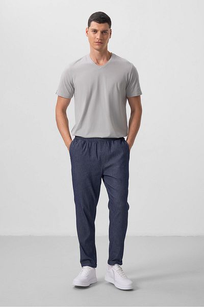 TOMMY LIFE Ανδρικό παντελόνι Navy Blue Standard Fit Light Flexible Chino - 82175