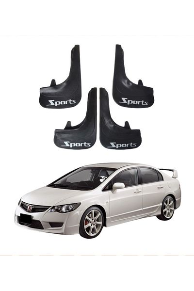 SONİKON LİNE Honda Civic 2007-2012 Compatible Sports Written 4-Piece Dust Cover Mudguard Mudguard Modified