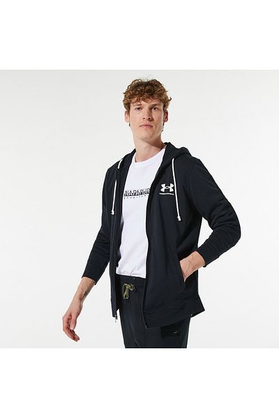 Under Armour سويت شيرت كاجوال أسود للرجال من Rival Terry