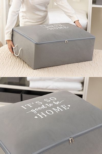 REKHOME Set of 2 Gray Large Size under Base Sofa Bed Type Pillow Quilt Sweater Organizer Clothing Storage 62X46X22