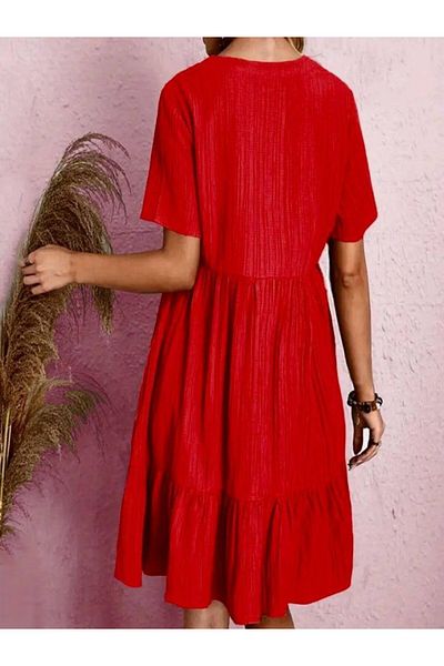 Moka Shopin Mokashopin Women's V-Neck, Ruffle Wrap Fabric Dress
