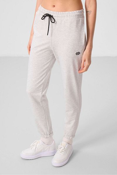 TOMMY LIFE Snow Melange Stand Collar Zippered Comfortable Form Women's Tracksuit Tunic Set - 95345