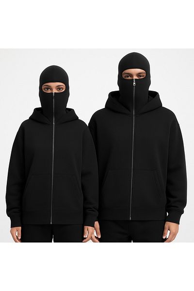 Edizen 2025 Model Unisex Oversize Hooded Sweatshirt - 100% Cotton Masked Hoodie