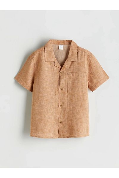 LC Waikiki Lcw Kids Brown Cotton Blend Boys Shirts & Shorts 2 Pcs