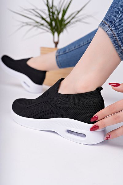 McDark Women's Black White Light Sole Anatomic Tricot Sneaker Shoes