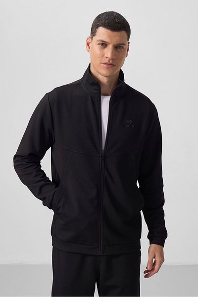 TOMMY LIFE Ανδρική αθλητική φόρμα μαύρης επιφάνειας με υφή άνετη φόρμα - 85273