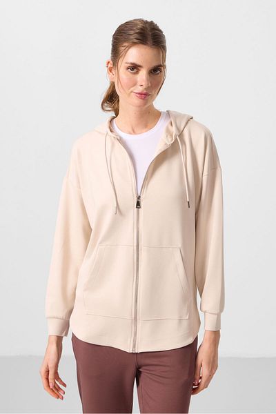 TOMMY LIFE Beige Soft Textured Oversize Women's Tunic Sweatshirt 97302