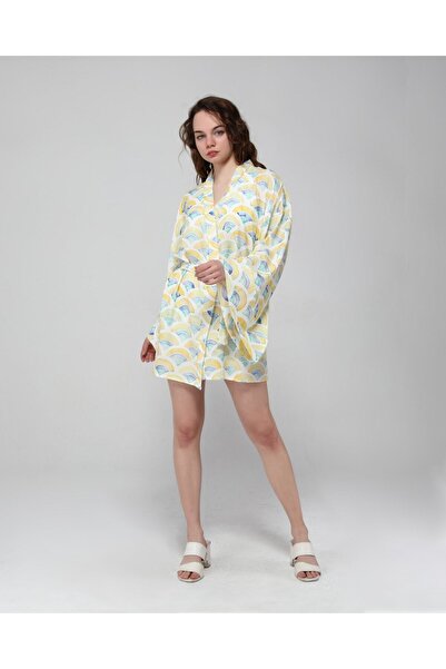 Bolder Naomi Yellow Geometric Pattern Kimono