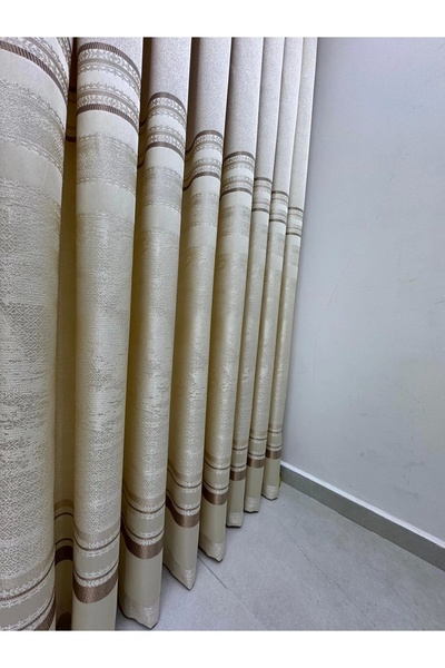 NİVEMESHOME Nivemeshome Urla V-101 Cream 1/3 Dense Pleated Background Curtain Apm
