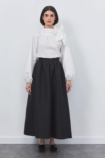 KADRİYE BAŞTÜRK Kaje Quilted Gathered Skirt Black