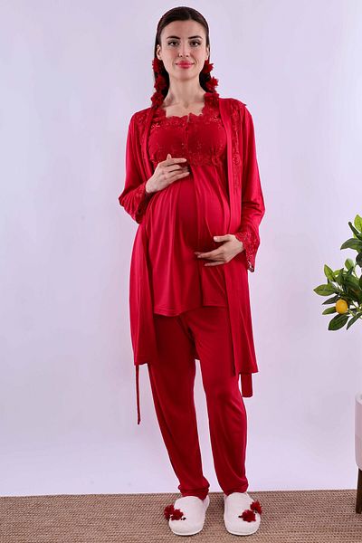 ByLohusa Effortt Cherry Dressing Gown Maternity Maternity Pajama Set Byl 224012