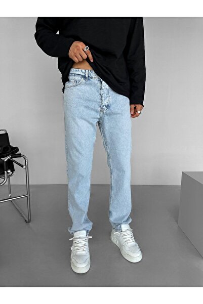 ablukaonline Men's Baggy Fit - Light Blue Basic Jeans
