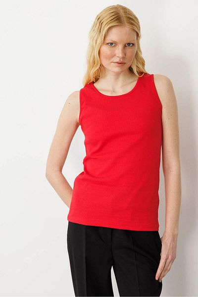 Desen Triko Tricou de damă cu decolteu în formă de camisole din bumbac, roșu