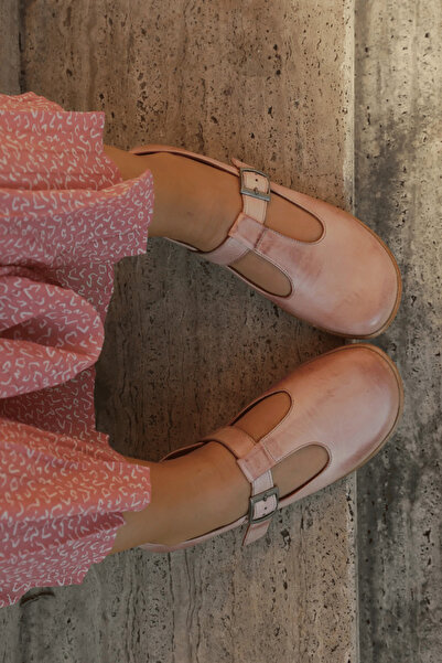 İNZE AYAKKABI Powder Genuine Leather Casual Shoes - Model Name Julia