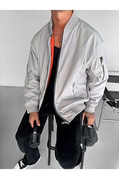 ablukaonline Men's Basic Bomber Jacket Gray