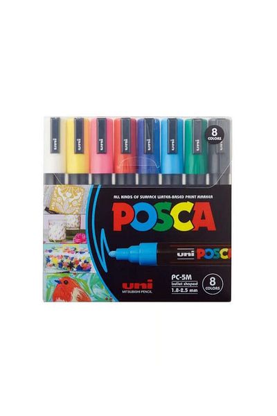 UNİ-BALL Posca Pc-5M 8 Colors Water Based Marker Pen