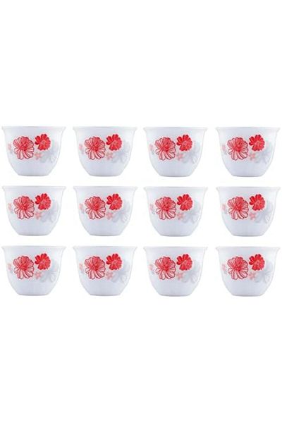 ALSAIF Java Cup Set 12 Pieces By Al Saif, White/red, Size: L, K65173/2/l