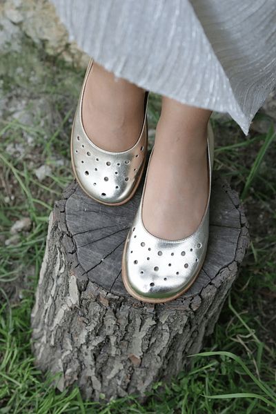 İNZE AYAKKABI Genuine Leather Ballerina Shoes - Model Name Kate