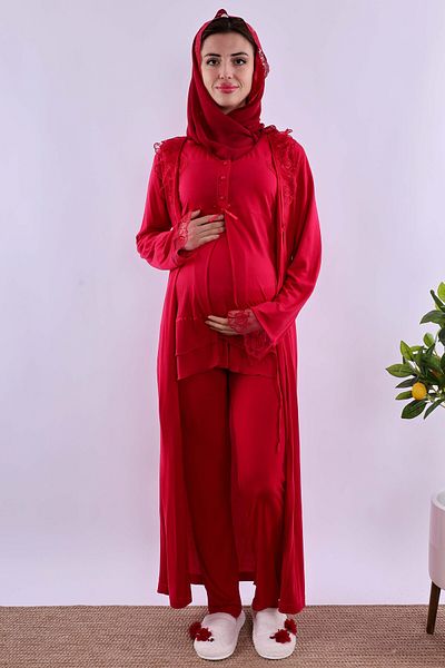 ByLohusa Effortt Cherry Hijab Pregnant Maternity Pajama Set Byl2T24242