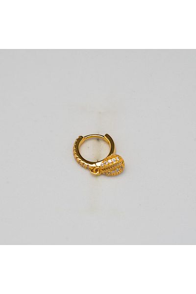 Piercing by Sever Coffee Bean Dangle Ring Surgical Steel Piercing. Gold Color, Stone, Targus Helix Conch Flat